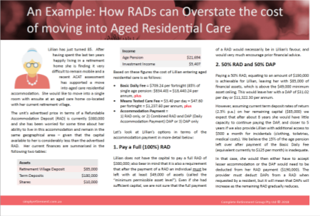 Lillians example - RAD and DAP payment for aged care